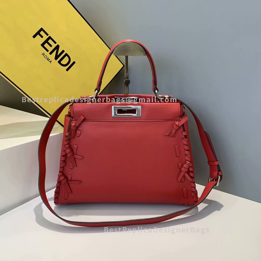 Fendi Peekaboo Iconic Medium Red Leather Bag 5510M